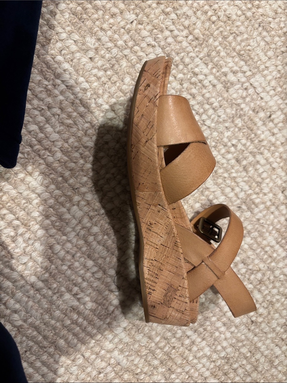 Women’s Tan Leather Cork Wedge Sandals - Picture 5 of 5